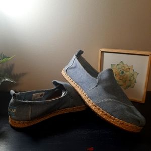 Toms, Blue canvas slip on  loafer, Women's , Size 9